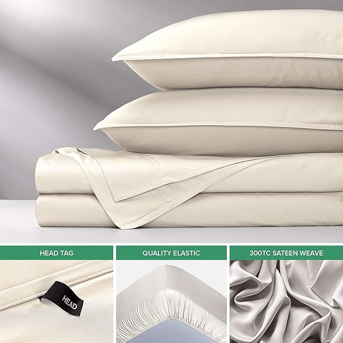 Pure Bamboo Full Sheets, Genuine 100% Organic Viscose Derived from Bamboo Bed Sheet Set, Luxuriously Soft & Cooling, Double Stitching, 2 Year Quality Promise (Full, Ivory)