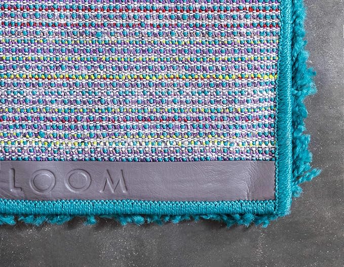 Unique Loom Solid Shag Collection Area Rug (9' x 12' 2" Rectangle, Deep Aqua Blue)