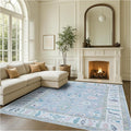 Fame Rugs Lavender Modern Oushak Rug 9x12, Vintage Turkish Colorful Oriental Washable Antique Inspired Oversize Area Rugs, Luxury Living Room Bedroom (386PBL, 9' x 12)