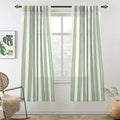 DriftAway Farmhouse Vertical Striped Linen Blend Textured Light Filtering Semi Sheer Curtains for Living Room Bedroom 63 Inches Long Drapes 2 Panels Broad Striped Linen Loden Green