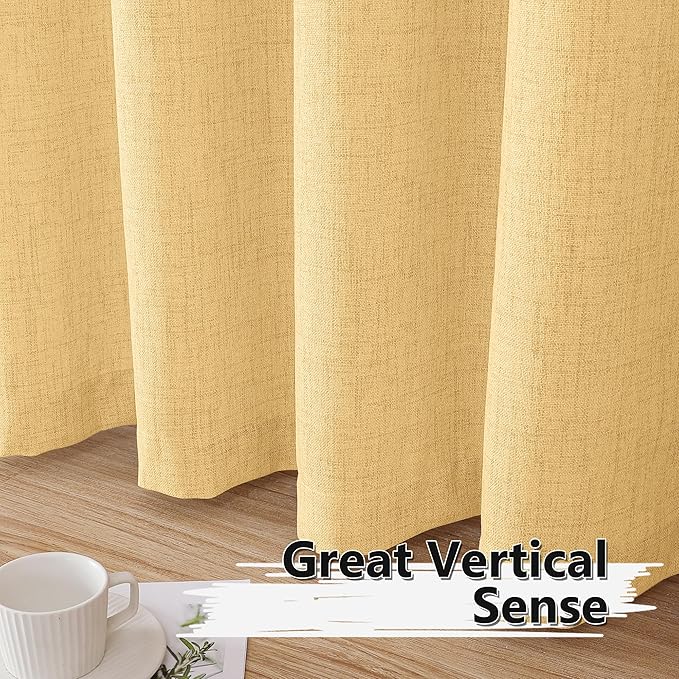 Tollpiz Linen Tier Curtain Rod Pocket Semi Sheer Half Kitchen Curtains Burlap Light Filtering Thick Linen Drape for Bathroom, 30 x 36 inches Long, Beige, Set of 2 Panels