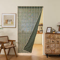 Sutuo Home Boho Door Curtains for Doorway Patio, Bohemian Linen Tassles Light Filtering Christmas Temporary Room Privacy Dividers For Bedroom Living Room, Rod Pocket 1 Panel 37" W x 80" L, Olive Green