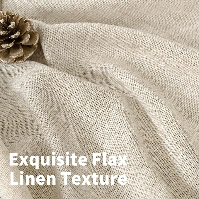 YoungsTex Linen Boho Curtains 54 Inches Length for Living Room Window, Short Semi Sheer Drapes with Bronze Grommet Light Filtering Privacy for Bathroom Bedroom, 42 x 54 Inch, 2 Panels