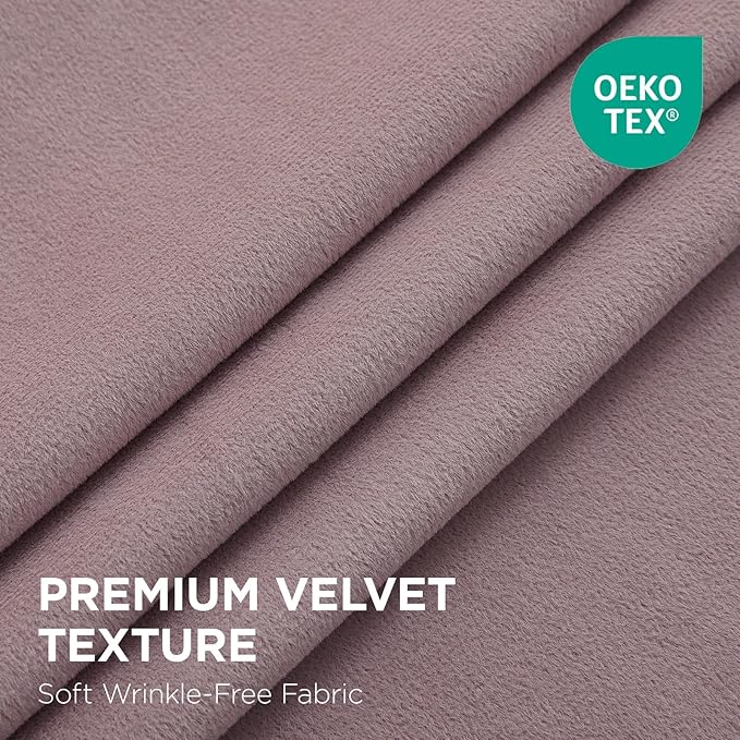Joydeco Rose Pink 100% Blackout Curtains 102 Inch 2 Panels, Luxury Thermal Pink Velvet Curtains for Bedroom Living Room, Soundproof Blackout Window Drapes, Rod Pocket & Back Tab (52W x 102L)