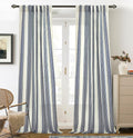 DriftAway Farmhouse Vertical Striped Linen Blend Textured Light Filtering Semi Sheer Curtains for Living Room Bedroom 102 Inches Long Drapes 2 Panels Broad Striped Linen Dark Blue