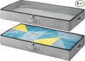 2-Pack Under Bed Storage Containers, 4.5 Inches Tall Low Profile Underbed Clothes Storage Organizer Bin with Sturdy Sidewalls/Bottom, Underbed Storage Bins 2 Storage Thin Bins