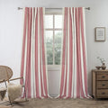 DriftAway Farmhouse Vertical Striped Linen Blend Textured Light Filtering Semi Sheer Curtains for Living Room Bedroom 84 Inches Long Drapes 2 Panels Broad Striped Linen Red