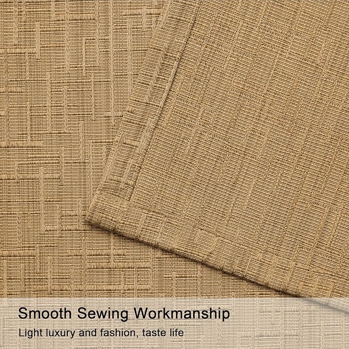 Linen Curtains 205 inch Length 2 Panels for High Ceiling Extra Long Thick Faux Linen Window Drapes Burlap Textured Curtains with Grommet for 2 Story High Living Room (52x205 Light Coffee)