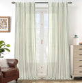 DriftAway Farmhouse Vertical Striped Linen Blend Textured Light Filtering Semi Sheer Curtains for Living Room Bedroom 96 Inches Long Drapes 2 Panels Linen Loden Green