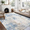 5x7 Area Rugs - Ultra-Thin Washable Rug with Non-Slip Backing, Ideal for Living Room, Bedroom, Kitchen Floor Carpet - Modern Abstract Style, Easy Clean, Durable, Blue Ivory Yellow