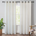 DriftAway Farmhouse Vertical Striped Linen Blend Textured Light Filtering Semi Sheer Curtains for Living Room Bedroom 84 Inches Long Drapes 2 Panels