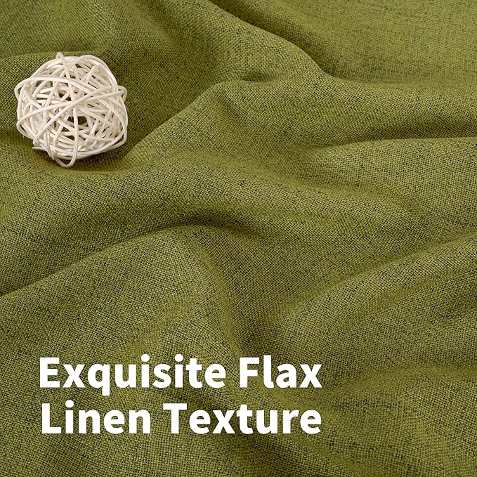 YoungsTex Olive Green Curtains 40 Inches Length for Short Window - Linen Textured Drapes Privacy Light Filtering with Bronze Grommet for Kitchen/Cafe/Country Decorative Privacy, 42 x 40 Inch, 2 Panels