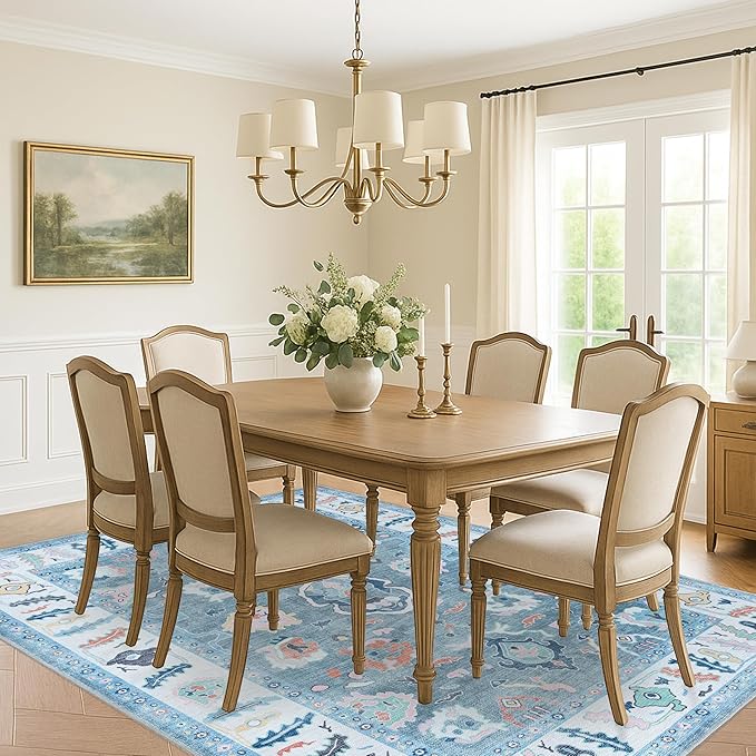 Fame Rugs Teal Modern Oushak Rug 5x7, Washable Vintage Turkish Colorful Oriental Antique Inspired Area Rugs, Luxury Living Room Bedroom (995T, 5' x 7')
