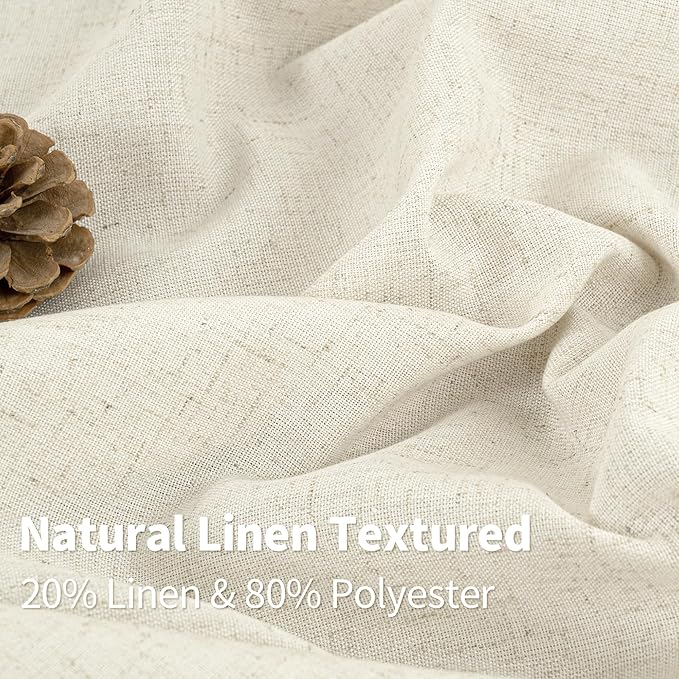 YoungsTex Linen Curtains 80 Inches Length for Living Room 2 Panels, Light Filtering Drapes Thick Semi Sheer with Grommet Rustic Window Treatments for Farmhouse Bedroom, 52 X 80 Inch