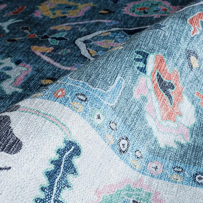 Fame Rugs Teal Modern Oushak Rug 2'6"x13, Vintage Turkish Colorful Oriental Antique Inspired Long Runner Rugs, Luxury Living Room Bedroom (995T, 2'6" x 13')
