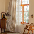Sutuo Home Boho Curtains 90 inches for Living Room Bedroom,Bohemian Vintage Chic Tassels Drape Light Filtering Farmhouse Privacy Decor Window Treatment, Rod Pocket 1 Panel 52" W x 90" L, Khaki Linen
