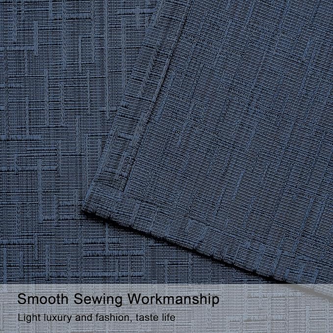Jacquard Linen Curtains 72 inch Length 2 Panels Thick Faux Linen Blended Window Drapes Burlap Textured Curtains with Grommet for Living Room Bedroom Farmhouse (52x72 Navy) Natural