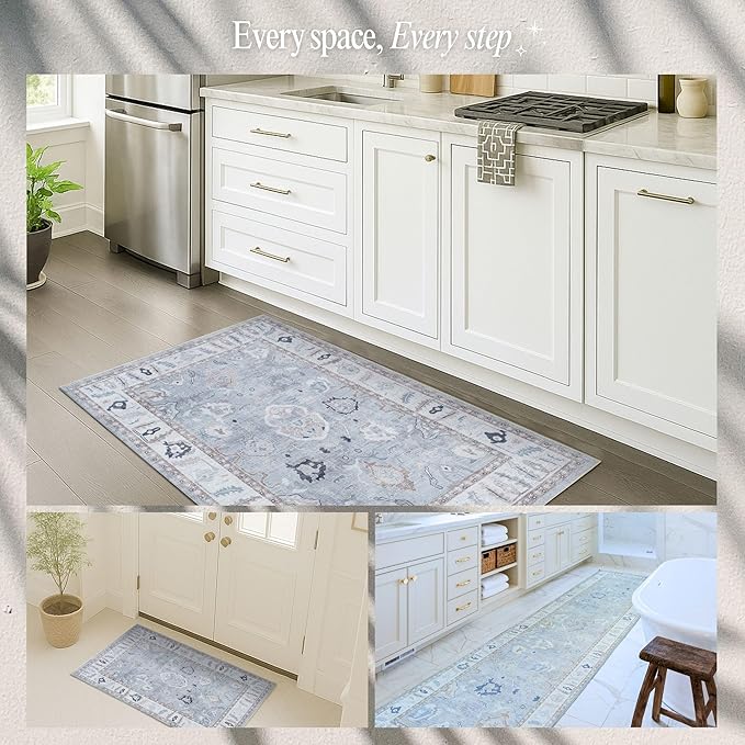 Fame Rugs Gray Modern Oushak Rug 9x12, Vintage Turkish Colorful Oriental Washable Antique Inspired Oversize Area Rugs, Luxury Living Room Bedroom (Gbeige, 9' x 12)