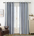 DriftAway Farmhouse Vertical Striped Linen Blend Textured Light Filtering Semi Sheer Curtains for Living Room Bedroom 102 Inches Long Drapes 2 Panels Broad Striped Dark Navy