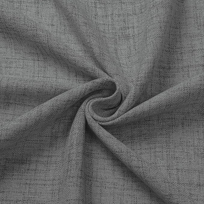 Tollpiz Linen Curtains Living Room Rod Pocket Semi Sheer Curtain Burlap Light Filtering Thick Linen Drapes for Bedroom, 38 x 63 inches Long, Dark Grey, Set of 2 Panels