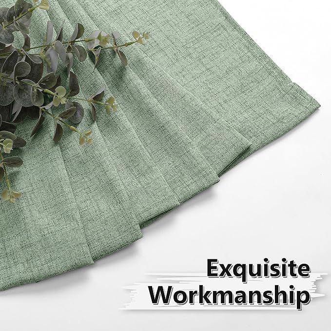 Tollpiz Linen Curtains Bedroom Rod Pocket Semi Sheer Curtain Burlap Light Filtering Thick Linen Drapes for Living Room, 54 x 84 inches Long, Sage Green, Set of 2 Panels