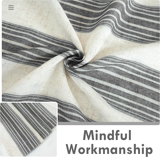 DriftAway Farmhouse Vertical Striped Linen Blend Textured Light Filtering Semi Sheer Curtains for Living Room Bedroom 63 Inches Long Drapes 2 Panels Broad Striped Linen Grey
