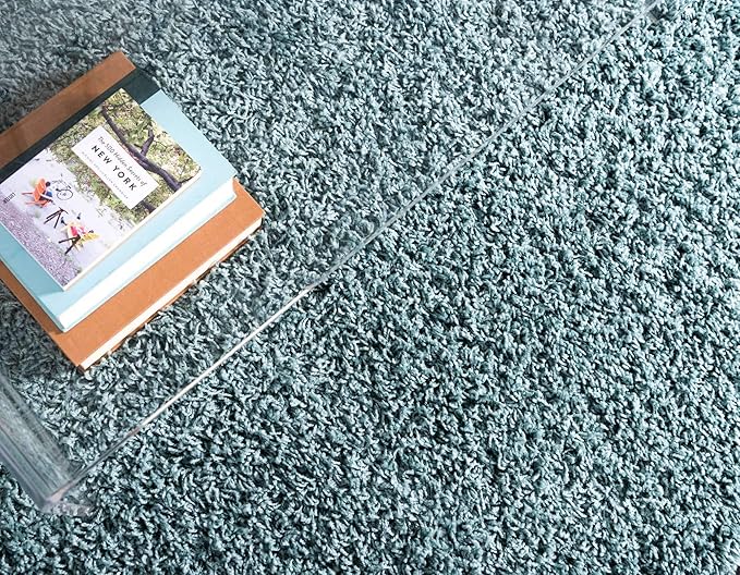 Unique Loom Solid Shag Collection Area Rug (8' x 11' Rectangle, Light Slate Blue)