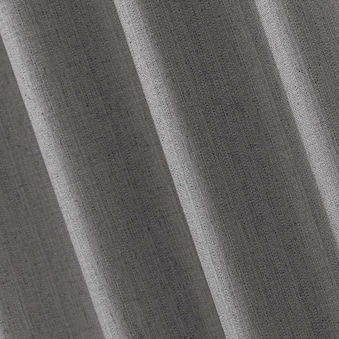 Amazon Basics Faux Linen Blackout Curtains for Bedroom and Living Room, 2-Piece Set with Grommets, 52" W x 63" L, Grey