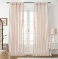 DriftAway Farmhouse Vertical Striped Linen Blend Textured Light Filtering Semi Sheer Curtains for Living Room Bedroom 84 Inches Long Drapes 2 Panels Linen Red