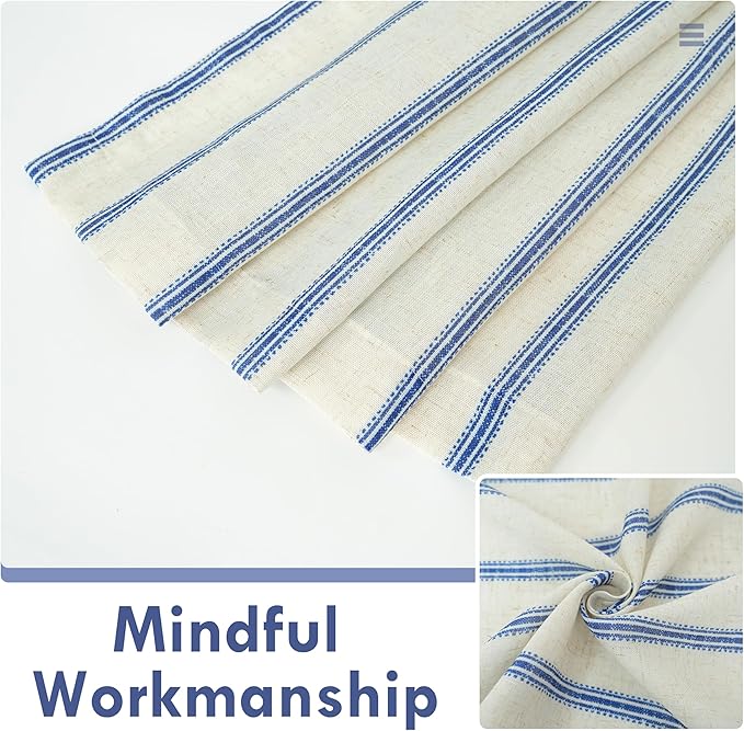 DriftAway Farmhouse Vertical Striped Linen Blend Textured Light Filtering Semi Sheer Curtains for Living Room Bedroom 96 Inches Long Drapes 2 Panels