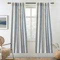 DriftAway Farmhouse Vertical Striped Linen Blend Textured Light Filtering Semi Sheer Curtains for Living Room Bedroom 72 Inches Long Drapes 2 Panels Broad Striped Linen Dark Blue
