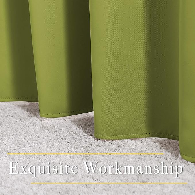 NICETOWN Room Darkening Kitchen Curtains - Window Treatment Thermal Insulated Grommet Light Blocking Curtains & Drapes for Bedroom/Cafe (Fresh Green, 2 Panels, 34 by 50)