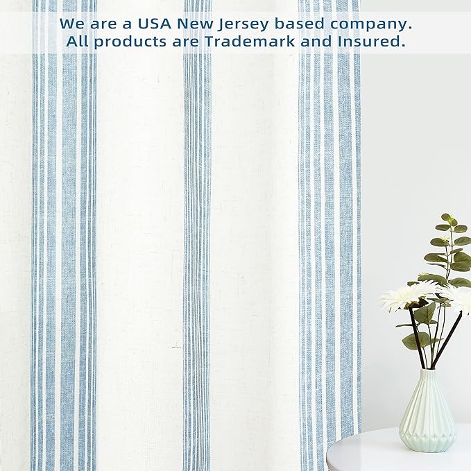 DriftAway Stripe 2 Panels Curtains Linen Blend Textured Window Privacy Light Filtering Drapes for Living Room Bedroom Grommet 84 Inch
