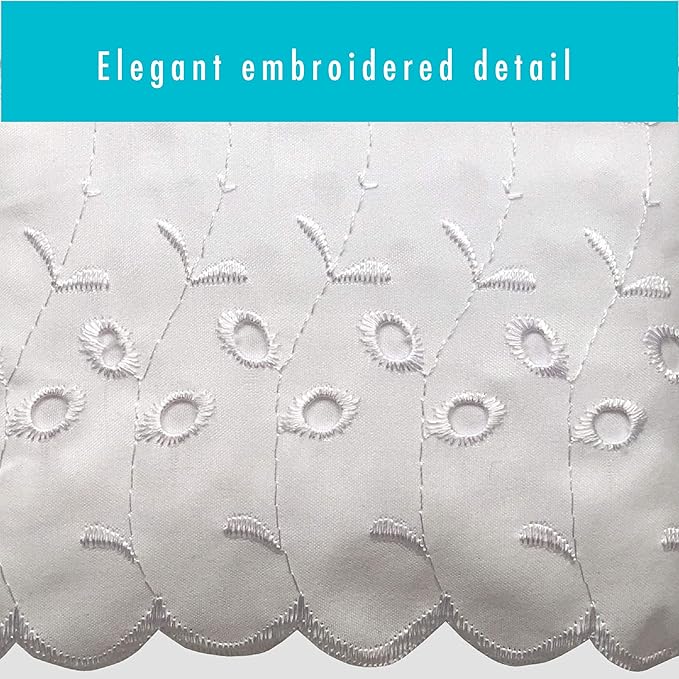 Fresh Ideas Eyelet Bed Skirt, Ruffled Design, 18 Inch Drop, Embroidered Scalloped Edge, King, White