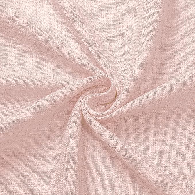Tollpiz Linen Tier Curtains Rod Pocket Semi Sheer Short Kitchen Curtain Half Burlap Light Filtering Thick Linen Drape for Bathroom, 30 x 30 inches Long, Pink, Set of 2 Panels