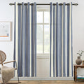 DriftAway Farmhouse Vertical Striped Linen Blend Textured Light Filtering Semi Sheer Curtains for Living Room Bedroom 72 Inches Long Drapes 2 Panels Broad Striped Dark Navy