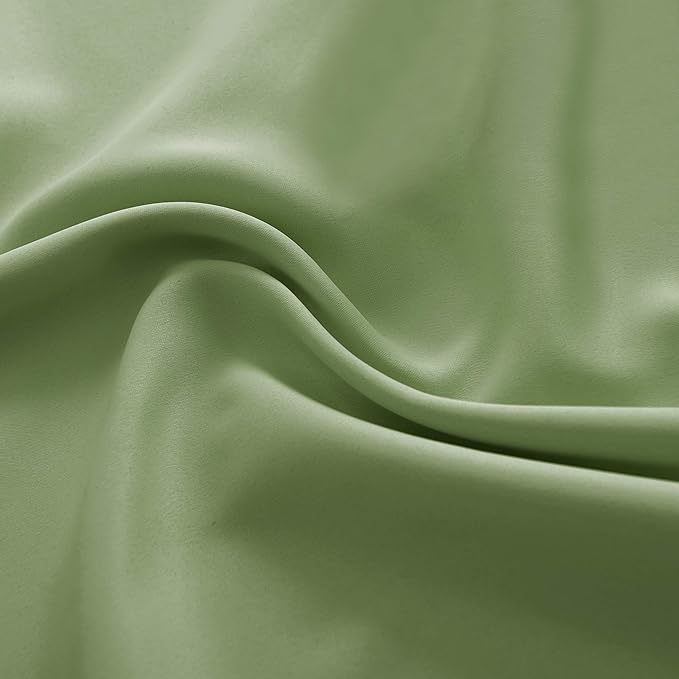 DONREN Sage Green 45 Inch Length Short Curtains for Boy's Room - Bedroom Blackout Thermal Insulated Curtain Panels with Rod Pocket (42 by 45 Inch,2 Panels)