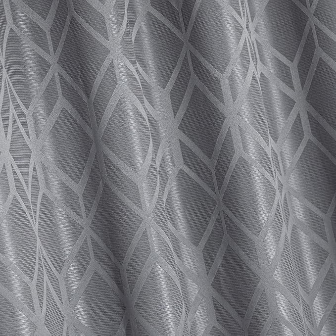Amazon Basics Jacquard 2-Piece 100% Blackout Curtains, Living Room and Bedroom Drapes, Thermal Insulated Window Treatment, 42"x84", Grey