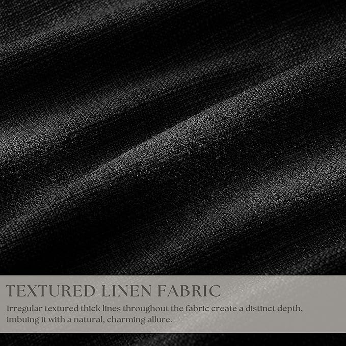 100 Inch Floor Length Linen Blackout Curtains for Bedroom Pinch Pleated Full Black Out Thermal Insulated Window Drapes Light Blocking Double Layer Soundproof 100 Inch Black Curtain 2 Panels Set