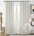 DriftAway Farmhouse Vertical Striped Linen Blend Textured Light Filtering Semi Sheer Curtains for Living Room Bedroom 120 Inches Long Drapes 2 Panels