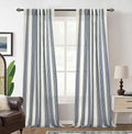 DriftAway Farmhouse Vertical Striped Linen Blend Textured Light Filtering Semi Sheer Curtains for Living Room Bedroom 84 Inches Long Drapes 2 Panels Broad Striped Linen Dark Blue