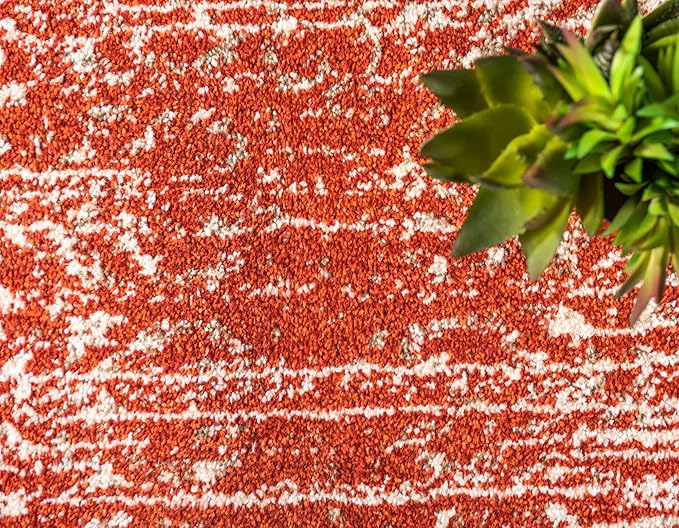 Unique Loom Del Mar Collection Area Rug - Jennifer (10' x 13' 1" Rectangle, Red/ Beige)