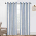 DriftAway Farmhouse Vertical Striped Linen Blend Textured Light Filtering Semi Sheer Curtains for Living Room Bedroom 96 Inches Long Drapes 2 Panels Broad Striped Jean Navy