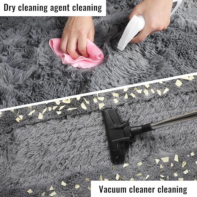 PAGISOFE Grey Fluffy Rugs for Bedroom 4x6 Area Rug Shag Rug for Kids Room Furry Carpet Modern Living Room Rug Soft Shaggy Boys Rug Fuzzy Throw Rugs for Home Decor Aesthetic, Dorm Nursery Gray