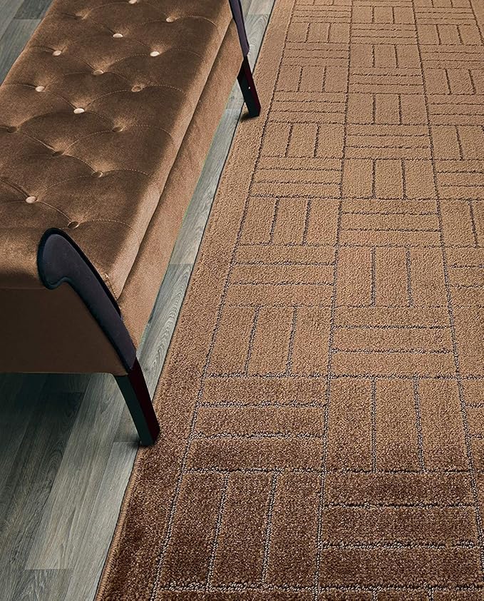 30 ft Extra Long Brown Hallway Kitchen Runner Rug Non-Slip Washable, 26" X 30' Carpet Runner Rugs-Rubber Backed, Custom Size Floor Mat for Stairs Bedroom Bathroom Entryway, Your Choice of Length