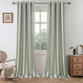 DriftAway Farmhouse Vertical Striped Linen Blend Textured Light Filtering Semi Sheer Curtains for Living Room Bedroom 96 Inches Long Drapes 2 Panels Broad Striped Loden Green