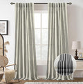 DriftAway Farmhouse Vertical Striped Linen Blend Textured Light Filtering Semi Sheer Curtains for Living Room Bedroom 96 Inches Long Drapes 2 Panels Broad Striped Linen Black