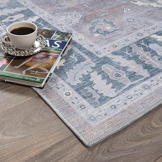 Fame Rugs Gray Modern Oushak Rug 10x13, Vintage Turkish Colorful Oriental Washable Antique Inspired Oversize Area Rugs, Luxury Living Room Bedroom (389GBB, 10' x 13')