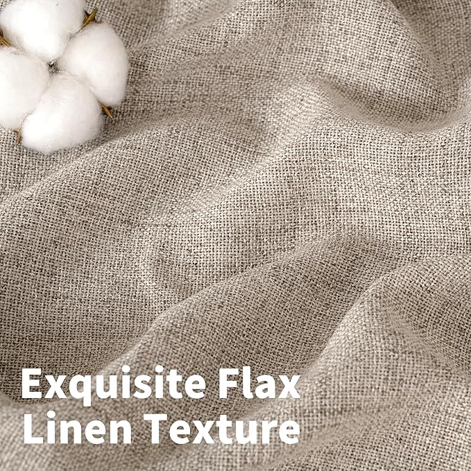YoungsTex Oatmeal Linen Kitchen Curtains 36 Inches Long with Grommet, Short Semi Sheer Drapes Light Filtering Natural for Cafe Bathroom Window, 42 x 36 Inch, 2 Panels