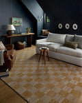 Loloi Chris Loves Julia Calvin Collection CLV-01 Apricot/Ivory 2'-7" x 7'-6" Runner Rug Checkered Neutral Soft Living Room Bedroom Carpet